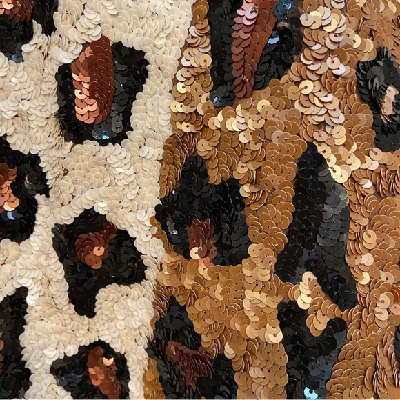 VINTAGE JUST FABULOUS SEQUIN LEOPARD ANIMAL PRINT SILK CAMP GLAM 80s VEST - Picture 5 of 16